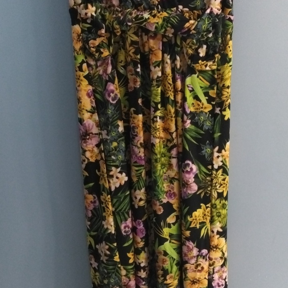 Like New Buffalo David Bitton Green Yellow V-Neck Maxi Sundress Size Large - Picture 3 of 5